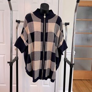 ANNE KLEIN FULL ZIP SWEATER PONCHO HEAVEY WEIGHT SWEATER SIZE M